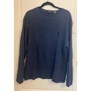 Polo Ralph Lauren Waffle Knit Long Sleeve Shirt Thermal Blue Sz 2XB Big Tall